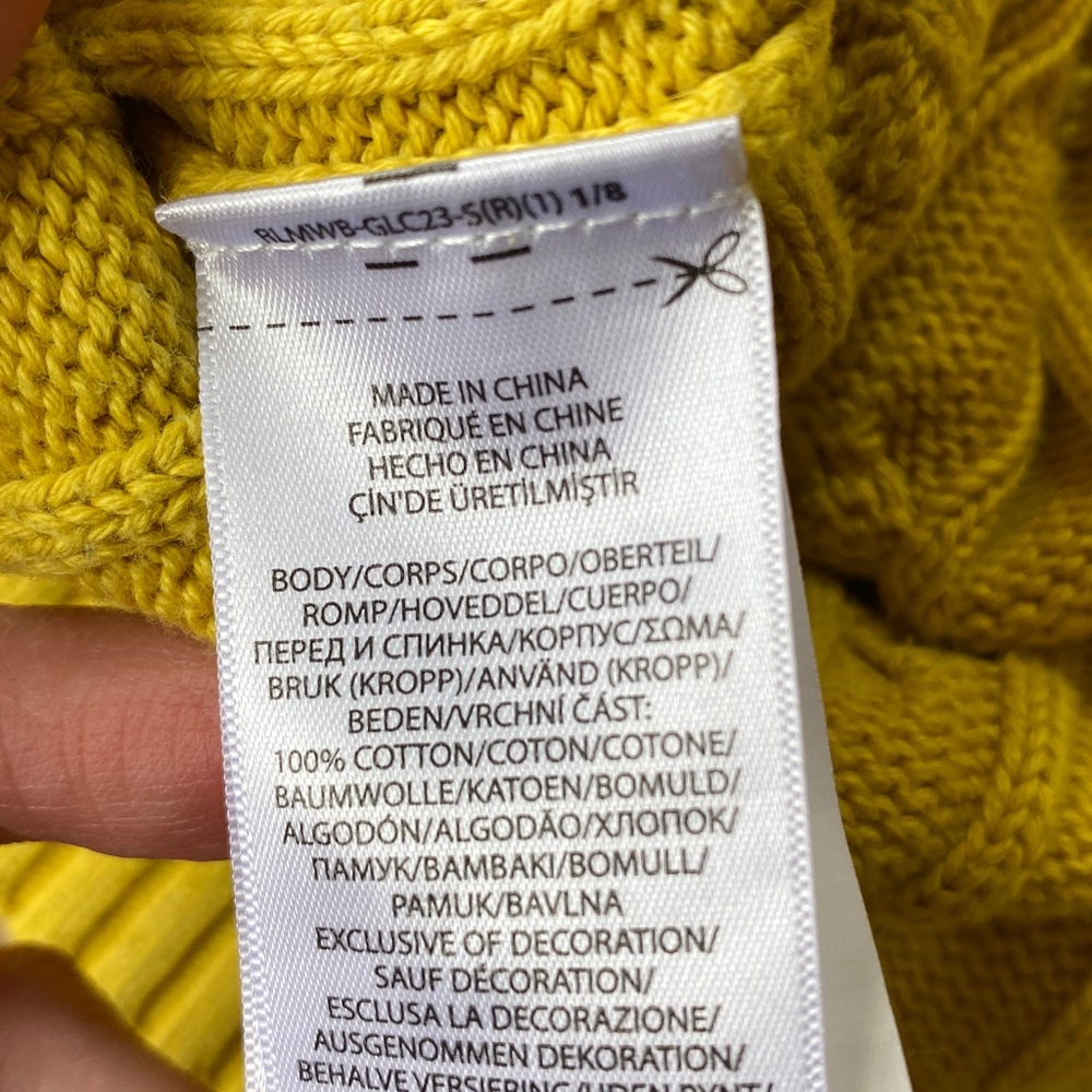 Polo Ralph Lauren cable knit sweater crewneck woman’s mustard yellow* Sz XXL - Picture 5 of 5